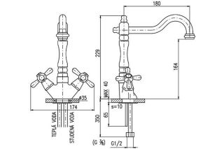 Смеситель для кухни Rav Slezak Morava Retro MK320.5/8CMAT черный